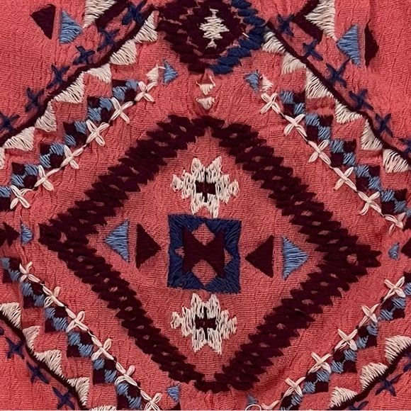 Hollister Strapless Embroidered Romper Coral SZ X Small - Picture 3 of 13